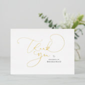 Elegante Script Calligraphy Bruidsmeisje Bedankt Folie Uitnodiging (Staand Voorkant)