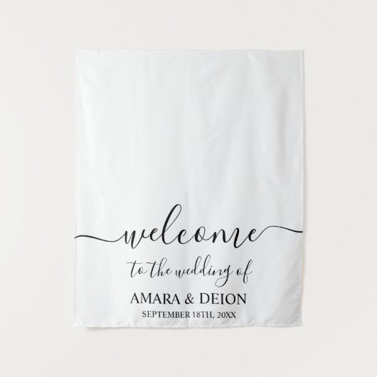 Elegante Script Calligraphy Trouwtafel Runner Wandkleed (Voorkant)