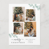 Elegante Script Chic Botanische Christmas Collage Briefkaart (Voorkant)