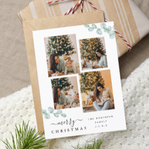 Elegante Script Chic Botanische Christmas Collage Briefkaart