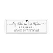 Elegante Script Chic Huwelijk Retour Adres Label (Voorkant)