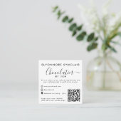 Elegante Script Chocolatier Merk Foto QR Code Contactkaartje (Staand voorkant)