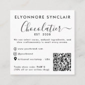 Elegante Script Chocolatier Merk Foto QR Code Contactkaartje (Voorkant)