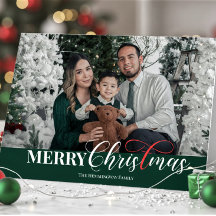 Elegante Script Christian Kerst Foto Vouwkaart 