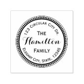 Elegante Script Circle Dot Round Address Stamp Zelfinktende Stempel (Design)
