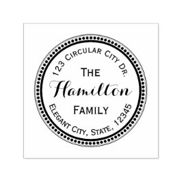 Elegante Script Circle Dot Round Address Stamp Zelfinktende Stempel