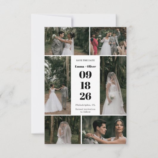 Elegante Script Collage Bruiloft Save The Date (Voorkant)