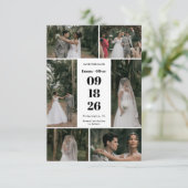 Elegante Script Collage Bruiloft Save The Date (Staand voorkant)