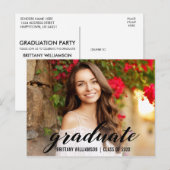 Elegante Script College Graduation Party Uitnodigi Uitnodiging Briefkaart (Voorkant / Achterkant)