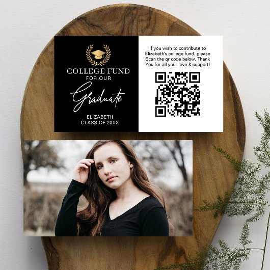 Elegante Script Collegefonds QR CODE Afstuderen Informatiekaartje