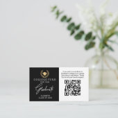 Elegante Script Collegefonds QR CODE Afstuderen Informatiekaartje (Staand voorkant)