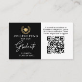 Elegante Script Collegefonds QR CODE Afstuderen Informatiekaartje (Voorkant)