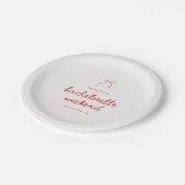 Elegante Script Coquette Boog Aangepaste Bachelore Papieren Bordje (Gekanteld)