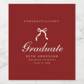 Elegante Script Coquette Rode Afstuderen Gefelicit Wijn Etiket (Enkel label)