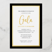 Elegante Script Corporate Gala Fondsenwerving Goud Folie Uitnodiging (Voorkant)