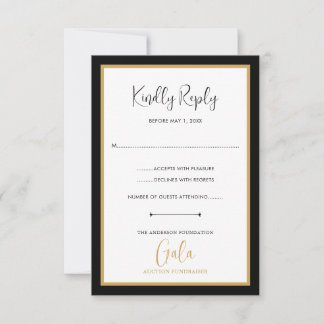 Elegante Script Corporate Gala Fondsenwerving RSVP Kaartje