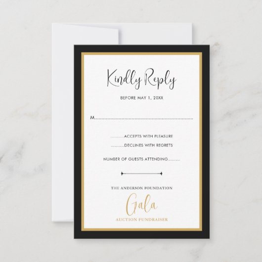 Elegante Script Corporate Gala Fondsenwerving RSVP Kaartje (Voorkant)