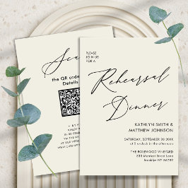 Elegante Script Cream Repetitie Diner QR code Kaart