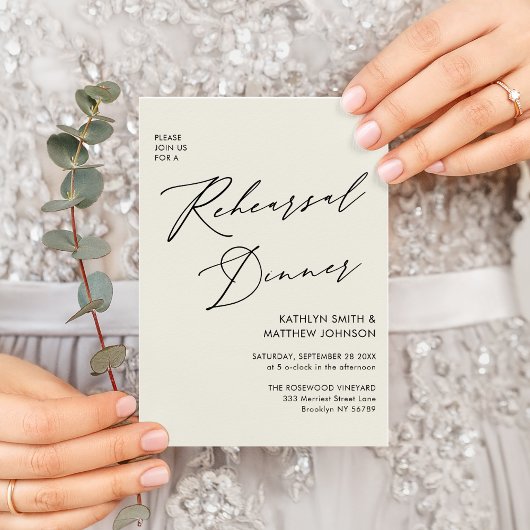 Elegante Script Cream Repetitie Diner QR code Kaart