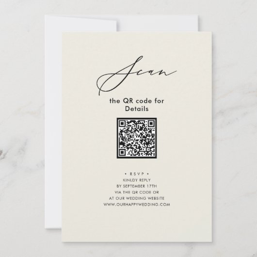 Elegante Script Cream Repetitie Diner QR code Kaart (Achterkant)