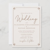 Elegante Script Crème Foto Bruiloft Kaart (Voorkant)