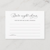 Elegante script datum avond ideeën bruidsmeisjesfe informatiekaartje (Voorkant)