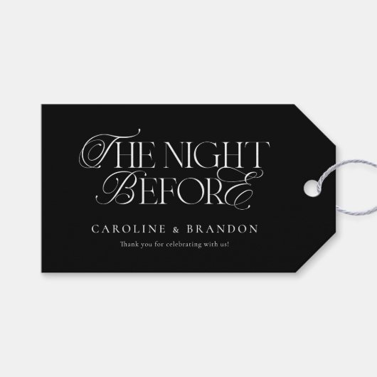 Elegante script De avond voor de repetitie diner Cadeaulabel (Voorkant (Horizontaal))