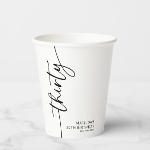 Elegante Script Dertigste 30e Verjaardag Papieren Bekers