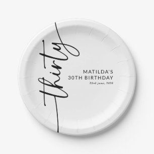 Elegante Script Dertigste 30e Verjaardag Papieren Bordje