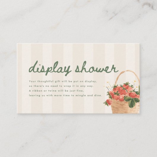 Elegante Script Display Shower Gestreepte Baby Sho Informatiekaartje (Voorkant)