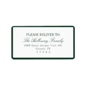 Elegante Script Donkergroene Formele Trouwdag Etiket (Voorkant)
