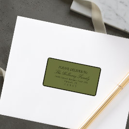 Elegante Script Donkergroene Formele Trouwdag Etiket