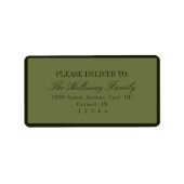 Elegante Script Donkergroene Formele Trouwdag Etiket (Voorkant)