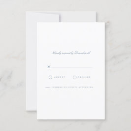 Elegante Script Dusty Blue & White RSVP-kaart RSVP Kaartje