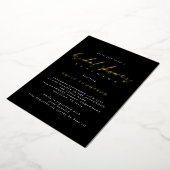 Elegante Script Echt Goud Folie Zwarte Bruiloftsdo Uitnodiging (Gedraaid)