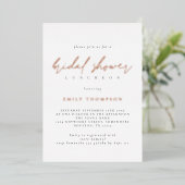 Elegante Script Echt Rose Goud Folie Bruiloftsborr Uitnodiging (Staand Voorkant)