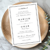 Elegante Script Eenvoudig Zwart Wit Moslim Bruilof Kaart