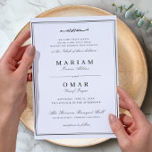 Elegante Script Eenvoudig Zwart Wit Moslim Bruilof Kaart