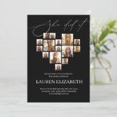 Elegante script eenvoudige 15 foto collage afstude kaart (Staand voorkant)
