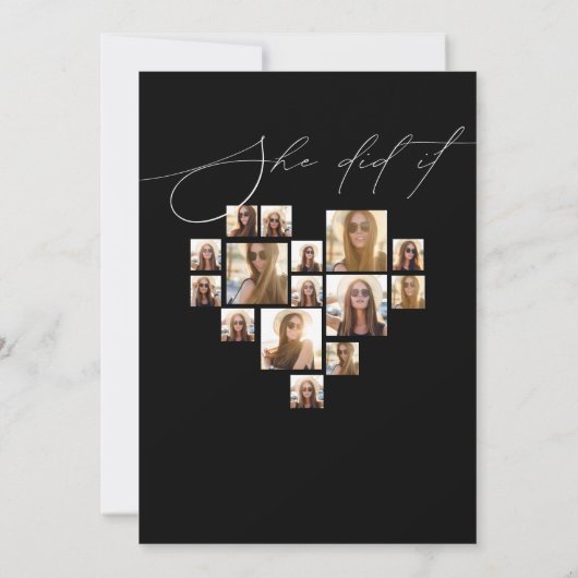 Elegante script eenvoudige 15 foto collage afstude kaart (Achterkant)