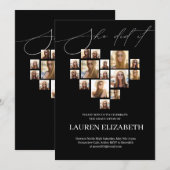 Elegante script eenvoudige 15 foto collage afstude kaart (Voorkant / Achterkant)