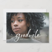 Elegante Script en Zwarte Foto QR Code Grad Feest Kaart (Voorkant)