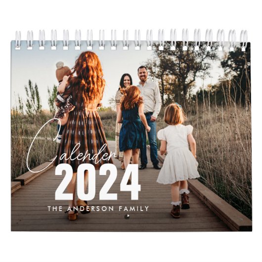elegante script familie foto 2024 kalender (Hoes)