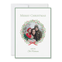 Elegante Script Familie Foto Krans Prettig Kerstfe