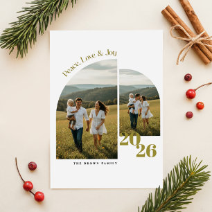 Elegante Script Familie Multi Foto Kerstmis Feestdagenkaart