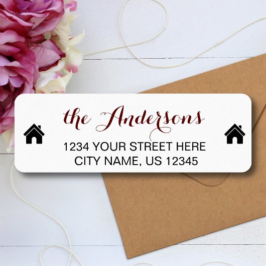 Elegante Script Familie Naam Retouradres Labels