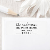 Elegante script familienaam aangepast retouradres etiket (Insitu)