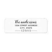 Elegante script familienaam aangepast retouradres etiket (Voorkant)