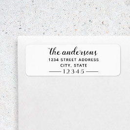 Elegante script familienaam aangepast retouradres etiket