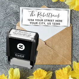 Elegante Script Familienaam Retouradres Zelfinktende Stempel